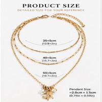 Collier superposé plaqué or tendance pour femme, avec breloques fleur, perle et lettre, chaîne multicouche, bijoux de mode en gros