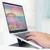 Design personnalisé, support pour ordinateur portable en cuir pliable à angle réglable avec bâton adhésif, support pour ordinateur portable portable pour mac