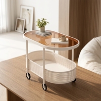Nouvelle table basse de salon design avec roulettes Bjflamingo, plateau en verre trempé et structure robuste