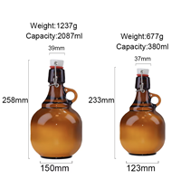 Bouteilles de bière et de boissons en verre ambré personnalisées de 380 ml, type Growler, avec bouchon à bascule et petite poignée