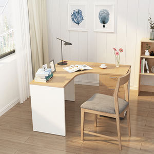 בית משרד שולחן, L צורת עץ מחשב שולחן עם מדפים, L-צורת פינת מחקר חדר ריהוט - Product Image 4