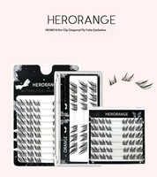 HERORANGE Faux cils effet œil de lapin ailés en vison synthétique, 10 mm, allongeant les coins extérieurs, effet 3D brillant, bande super douce, boîte personnalisée