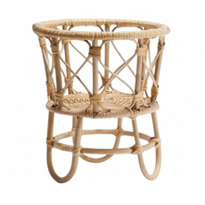 Vintage Style Flower Pot Rattan and <b>Metal</b> <b>Planter</b> Display Rack for Home Indoor <b>Outdoor</b> Use <b>Planter</b> Stand for Planting - Product Image 1