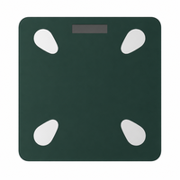 Pèse-personne intelligent Bluetooth en verre trempé vert forêt avec écran LED dissimulé pour une pesée personnelle précise à domicile