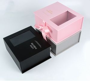 Conception personnalisée de ruban à clapet magnétique Oblong Fiançailles Fiançailles Fleur Boîte cadeau décorative pour cadeau de mariage - Product Image 3