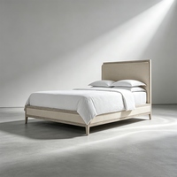 Lit plateforme en bois avec tête de lit tuftée à la main de luxe, base réglable, pour acheteurs de cadres de lit durables (OEM/ODM)