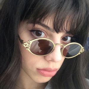 แว่นกันแดดทรงรีเล็กสไตล์เรโทรสุดยูนีคสำหรับผู้หญิงและผู้ชาย วัสดุโลหะ สไตล์สตีมพังก์ รุ่นใหม่ล่าสุด ปี 2022 - Product Image 1