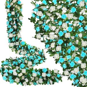 Guirnalda de 45 cabezas de rosas artificiales, corona de flores artificiales de plástico para decoración de bodas, adorno colgante para pared del hogar, decoración para fiestas. - Product Image 6