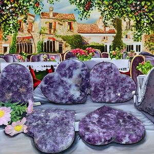 Chất Lượng Tuyệt Vời Tự Nhiên Lepidolite Tím Mica Hot Bán Trái Tim Chữa Bệnh Tinh Thể Thạch Anh Thủ Công Giá Tốt Đẹp Trái Tim Khắc - Product Image 2