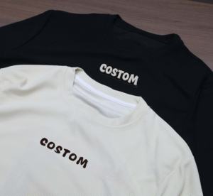 T-shirt streetwear à manches longues en coton gaufré épais imprimé numériquement avec motif, 300 grammes, pour homme - Product Image 3