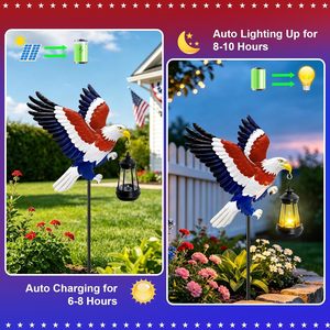 Lámpara Solar Decorativa para Jardín con Diseño de Águila Americana, Resistente al Agua, con Linterna LED y Estaca Metálica - Product Image 4
