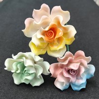 Fleurs artificielles en céramique dégradées en forme de rose, bouquet de fleurs éternelles faites à la main, décorations créatives pour la maison