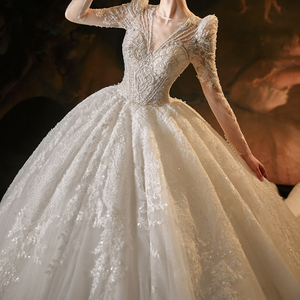 Jancember LSMX023 Elegant Ladies V-neck Women's Party Ball Gown <b>Wedding</b> <b>Dresses</b> - Product Image 2