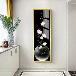 Peintures murales imprimées à l'<span class=keywords><strong>aquarelle</strong></span> de style nordique, nature morte florale <span class=keywords><strong>sur</strong></span> <span class=keywords><strong>porcelaine</strong></span> cristalline avec cadre en alliage d'aluminium - Product Image 1