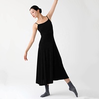 Robe de danse lyrique pour femmes, costume de danse moderne élégant, robe longue fluide sans manches