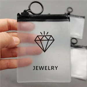 Sac à fermeture éclair en PVC <span class=keywords><strong>transparent</strong></span> givré avec poignée, fond carré auto-scellant, imprimé avec logo personnalisé, pour le rangement de bijoux - Product Image 4