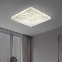 Lampu Plafon Dekorasi Interior Rumah Ruang Tamu Kamar Tidur Tembaga Marmer Lampu Besar Mewah Bulat Lampu Plafon Alabaster Alami