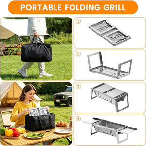 Parrilla de Carbón de Acero Inoxidable, Estilo <span class=keywords><strong>Argentino</strong></span>, Plegable, Comercial, Mini Barbacoa para Exteriores - Product Image 6