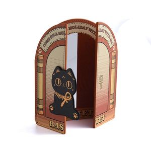 Creative Design Cute Pattern Customize Shape Foldable PU Leather <b>Compact</b> Portable Makeup <b>Mirror</b> - Product Image 1