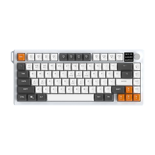 Ajazz AF82 Mechanical Gaming Keyboard Wireless with Knob&screen Hot-swap Compact Keyboards for Game/office