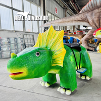 Voiture à pédales pour enfants en forme de dinosaure, alimentée par batterie, moteur 20V, capacité de charge de 150 kg, couleurs et tailles personnalisables, pour une utilisation en extérieur/intérieur