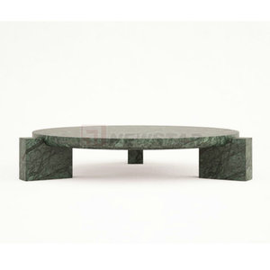 Mesa redonda de piedra para sala de estar, mueble con extremo redondo, azulejo de mármol <span class=keywords><strong>verde</strong></span>, para salón - Product Image 6