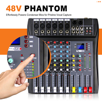 Table de mixage DJ professionnelle AT-60S à 6 canaux en métal avec USB intégré pour effets DSP, alimentation fantôme 48V, AC 110-240V, noir, 18-20kHz AUDIO