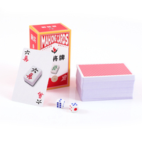 Cartes de jeu de mahjong personnalisées de haute qualité en papier bleu de 300 g/m² avec code-barres pour adultes