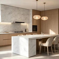 Losa de Cuarzo Blanco con Vetas Grises Claras y Diseño de Nubes, Piedra Sintética para Encimeras de Cocina, Islas y Muebles de Baño