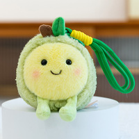 Lot en gros de jouets en peluche en forme de fruits, porte-clés, en coton PP : Melon, Mangoustan, Pêche, Durian, Fruit du Dragon, Poupées en peluche, Jouets pour machines