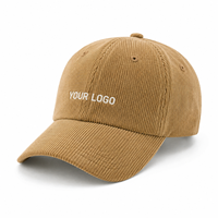 Casquette de baseball en velours côtelé personnalisée, vintage, 6 panneaux, logo brodé, réglable, unisexe, fournisseur OEM ODM