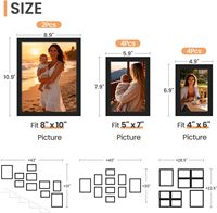 10pcs Set Bingkai Foto Termasuk Ukuran 8x10, 5x7, 4x6 Bingkai Hitam Multi Bingkai Foto Kolase Dekorasi Dinding Set Bingkai Dinding Galeri