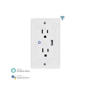 Alexa Google Home Remote Voice Control Power Plug 16A US Standard WiFi Tuya Smart Wall Socket With USB Port Charger