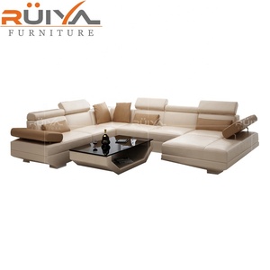 <span class=keywords><strong>Nero</strong></span> doppio chaise salotto sezionale divano in pelle salotto moderno - Product Image 4