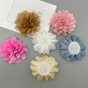 Corsage de flor de camelia de tela hecho a mano de 9 cm, accesorios de joyería DIY para ropa y diademas - Product Image 2