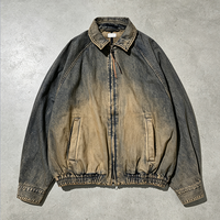 Veste en jean surdimensionnée vintage streetwear en coton délavé à l'acide avec fermeture éclair, style usé, personnalisable – Fabricant