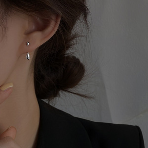 Boucles d'oreilles clous uniques en forme de goutte pour femmes - Style coréen, sertissage poli, <span class=keywords><strong>pierre</strong></span> naturelle, design élégant - Product Image 4