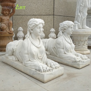 Onlyart diseño de fábrica y por encargo famoso antiguo jardín Parque piedra blanca mármol egipcio <span class=keywords><strong>esfinge</strong></span> escultura - Product Image 1