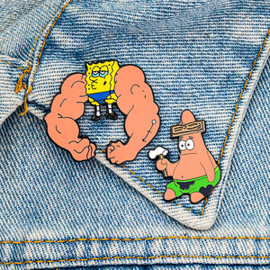 <span class=keywords><strong>Bob</strong></span> <span class=keywords><strong>Esponja</strong></span> Paibig estrella broche dibujos animados lindo Anime Metal decoración insignia oro grabado estilo universitario accesorios personalizados - Product Image 4