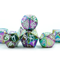 Ensemble de dés en métal craquelé de haute qualité avec logo personnalisé, dégradé arc-en-ciel, polyèdre, pour jeux de rôle RPG, D&D, Dungeon & Dragon, jeux de société