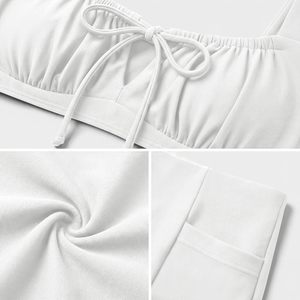 ANRABESS-Conjunto de Bikini de dos piezas para mujer, traje de baño blanco con corte alto, cuello cuadrado, traje de baño tipo Bandeau, ropa de playa de verano - Product Image 5