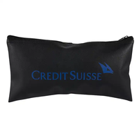 Logo personnalisé 14x28cm Noir PU Cuir Banque Pochettes à fermeture éclair pour Coin Cash Sacs