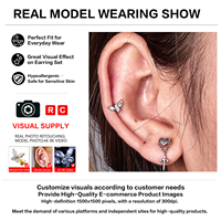 Bijoux de piercing corporel en titane G23 ASTM F136, labret sans filetage, boucles d'oreilles à poussoir pour conque, vente en gros, directement de l'usine