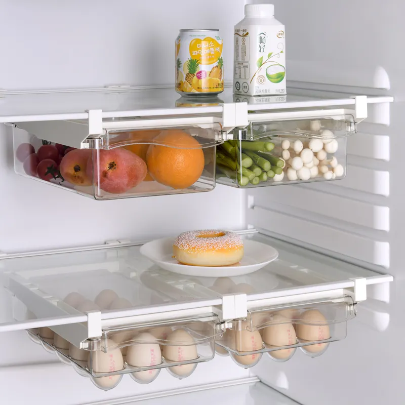 Fridge Egg Drawers, Refrigerator Egg Storage Container Refrigerator Pull Out Bins Snap On Drawer Organizer Egg Storage Box