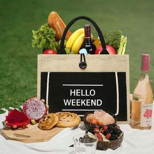 ถุงผ้ากระสอบสำหรับช้อปปิ้งถุงผ้าปอกระเจาถุงช้อปปิ้งแบบใช้ซ้ำได้พร้อมโลโก้ - Product Image 3