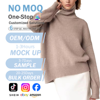 Fabricants de pulls en cachemire à col roulé pour femmes, pull en cachemire de luxe personnalisé, pull en tricot doux, pull en cachemire