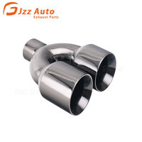 Pipa knalpot mobil modifikasi, pipa knalpot Stainless Steel hitam Universal dengan pintu keluar ganda 2.5 inci ke 4 inci ujung knalpot ganda