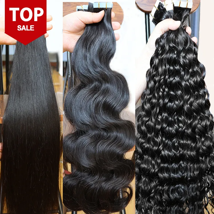 Wholesale vietnamese raw Hair Tape ins Extensions 100human hair seamless invisible cuticle aligned tape in human hair extensions