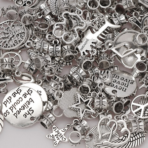 Cuentas de aleación con agujero grande, dijes de color plata antigua, cuentas espaciadoras vintage para la fabricación de joyas DIY, pulseras y collares - Product Image 4