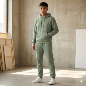 Ensemble de sweats à capuche et pantalons de survêtement oversize en molleton bouclette 100 % coton 400 g/m² avec broderie personnalisée et impression en relief pour <span class=keywords><strong>le</strong></span> streetwear – Vente en gros - Product Image 3